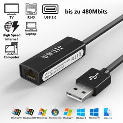 Lan Adapter USB Netzwerk Adapter USB 2.0 Ethernet USB zu RJ45 DSL 10/100 Mbps✅ BLITZVERSAND ✅ HIGH SPEED INTERNET ✅ KEIN TREIBER  ✅