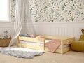 Hausbett mit Rausfallschutz 80x160 cm Kinderbett Bodenbett Natur Holz Bett