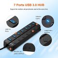 USB 3.0 Hub 4/7 Port Splitter Verteiler Adapter Netzteil Verteiler für PC Laptop