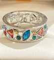 Silber Stapelringband mit mehrfarbigem Mosaik Gr.60 echt Schnäppchenverkauf
