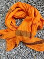 Damen Tuch Schal Stola  groß orange kariert 190 cm x 85 cm