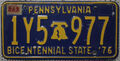 usa PENNSYLVANIA 1976 1975 Nummernschild US Kennzeichen License Plate # 1Y5977