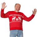 Herren Weihnachtspullover Norweger Sweater Pulli Weihnachten Xmas rot weiß