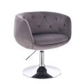 B-Ware Panama Retro Loungestuhl Cocktailsessel Grau Samt-Optik Tellerfuß Chrome