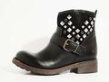 ITALY OVYE BIKER ECHT LEDER-STIEFEL LEDER-Schuhe Ankle BOOTS Nieten Stiefeletten