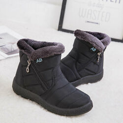 Damen Winter Wasserdicht Schneeschuhe Warm Stiefel Stiefeletten Flache Boots