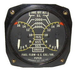 FUEL FLOW - U.S. GAL / HR. Piper Gauge-Dual Fuel Flow