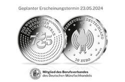 20 Euro Münze 75 Jahre Grundgesetz 20€ Stgl 2024 VORVERKAUF Sterling Silber