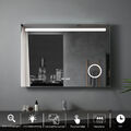 led Badspiegel mit beleuchtung Badezimmer steckdose 80x60 100x70 120x80cm Uhr