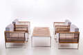 Luxus Premium Garten Lounge 4 Sessel +1 Tisch Gartenmöbel Edelstahl+Akazienholz