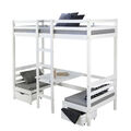 Hochbett mit Schreibtisch Kinderbett 90x200 cm Stockbett Etagenbett Homestyle4u