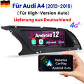 8.8"Android 12 Autoradio Carplay Für Audi A4/A5/B8/S4/S5 GPS Nav WIFI BT SWC DAB