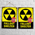 Metall Wandschild - Fall Out Shelter Schild mit Nuka Cola Etikett - Parodie Sci Fi Spaß