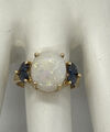 Schöner 14 Karat Gold Opal und Topas oder Saphir Ring Thailand. 6,75 Ringgröße