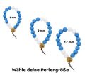 WOOD FELLAS Mode-Schmuck stylisches Holz-Armband Deluxe Pearl Bracelet Blau/Weiß