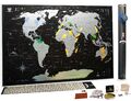 XXL Welt Kratzkarte schwarz silber Wandplakat USA Staaten 35x25 Reisekarte