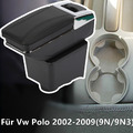 Armlehne Mittelkonsole Leder Schwarz Passform Für Vw Polo 2002-2009(9N/9N3) DE