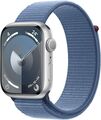 Apple Watch Series 9 45 mm Aluminiumgehäuse silber am Sport Loop winterblau [Wi-