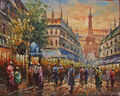kleines Gemälde Boulevard in Paris Leinwand Blendrahmen ca 25x20cm