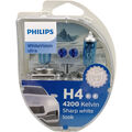 PHILIPS H4 WhiteVision ultra 2 Stück + 2 x W5W 4200K Halogen Scheinwerfer KFZ