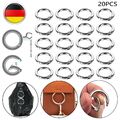 20x SchlüsselRing Satz Silbern Rund Karabiner Schnapphaken Verbinder Für Tasche