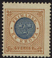Schweden, 1 Kr. braun/blau, gut zentriert, farbfr., ungebr., Pracht. Fac.49.