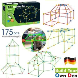 175 Stück DIY Kinder Bauen Zelt Höhle Set Geschenk Bausteine Spielzeug Party