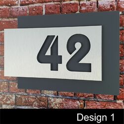 3D Effekt Hausnummer Schild anthrazit schwarz Edelstahl Design Acryl modern9 Schriften + 12 Designvorlagen zur Auswahl