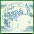 Jugendstil Fliese Kachel, Art Nouveau Tile, Tegel, DTAG, Karpfen Koi Fisch