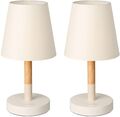 2er Set Nachttischlampe LED aus Holz, Tischlampe für Schlafzimmer Wohnzimmer