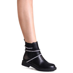 Damen Chelsea Boots Glitzer Stiefeletten Ankle Boots Plateau Booties