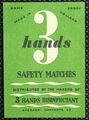 Streichholzschachtel Etikett Sicherheit Streichhölzer 3 Hände Desinfektionsmittel Made in Holland ML610