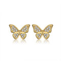 Ohrstecker Schmetterling Sterling Silber 925 Zirkonia Ohrringe 14K vergoldet