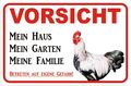 Schild Vorsicht Hahn Mein Haus 15x20 bis 40x60cm, S0648 Huhn Türschild