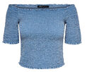ONLY Damen Top Shirt ONLANDREY Off Shoulder DNM TOP Medium Blue Denim Gr. 36