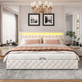 LED Polsterbett Doppelbett Kunstlederbett 160x200 Bettgestell mit Bettkasten GT