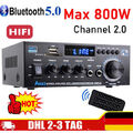 HiFi Verstärker mit Bluetooth 800W Party Musik Equipment AUX Anlage Stereo Audio