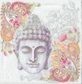 3 Servietten ~ Buddha Kopf grau mit Mandala Blumen Asien Meditation