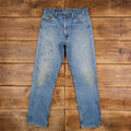 Vintage Levis 505 Jeans 34 x 34 90er Stonewash gerade blau orange Tab Denim