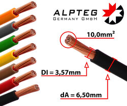 H07V-K 10mm² Leitung  Litze Einzelader Kabel Batterieleitung flexibel ALPTEGEUR 1,89/m Versand mit DHL Lieferung aus Deutschland
