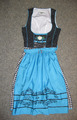 Dirndl, Trachten-Kleid Gr. 34 von Distler, schwarz-weiß mit blauer Schürze