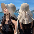 Damen-Sonnenhut mit breiter Krempe, UV-Schutz, mit Nackenklappe zum Wandern und 