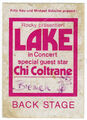 BACK STAGE PASS: LAKE / CHI COLTRANE - DIE GLOCKE, BREMEN, APRIL 1978
