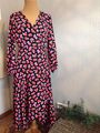 WALLIS: florales Vokuhila-Wickel-Kleid schwarz-rot-pink Gr. 40