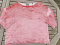 Marc O' Polo Damen Pullover Kurzarm Rot Beige Gr XL ca 42