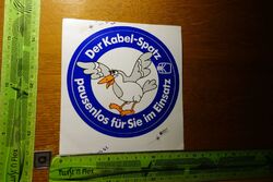 Alter Aufkleber TV Radio KABELANSCHLUSS Der Kabel-Spatz pausenlos für Sie im...