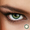 Farbige weiche Kontaktlinsen Daisy Green MIT und  OHNE Stärke grün gelb 14.8mm