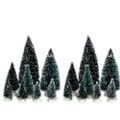 Mini Bäume Set 16-Telig Weihnachtsdorf Dekobaum Fichte Tanne Weihnachtsbaum grün