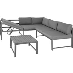 Alu Lounge Sitzgruppe Eck Sofa Couch Tisch Set Balkon Garten Möbel Garnitur grau