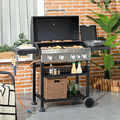 Outsunny Gasgrill 2,5kW Grillwagen mit 4+1 Brenner Thermometer, Seitenablage